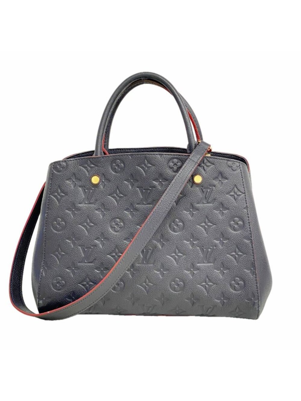 Louis Vuitton Handbag Monogram Empreinte Montaigne MM Marine Rouge 2-Way Bag